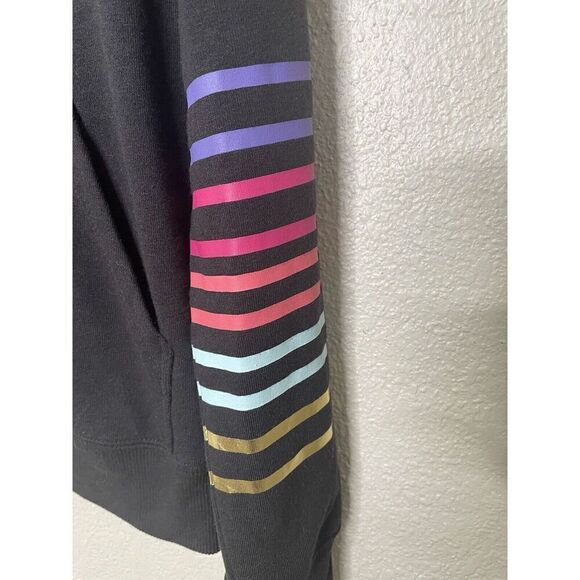 Peloton Spiritual Gangster Size S Zip Up Hoodie Sweatshirt Black Rainbow Ombre - Picture 4 of 11